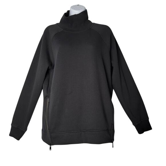 Athleta Cozy Karma Funnel Neck Sweatshirt Black Women’s Small Soft Fleece Lined - Picture 1 of 10